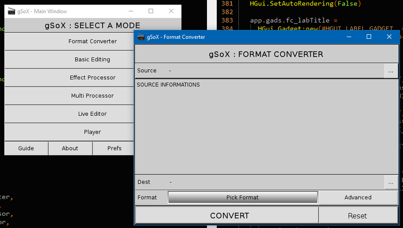 Graphical Interface for SoX